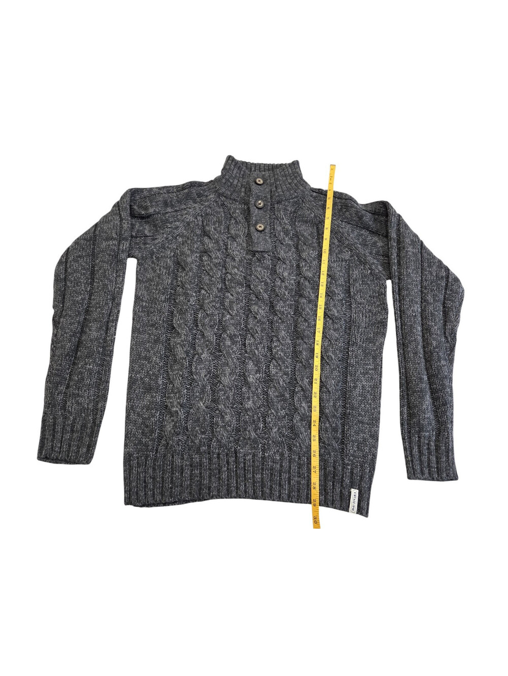 Weatherproof Vintage Charcoal Cable Knit Button Sweater Men’s Small - Picture 2 of 7